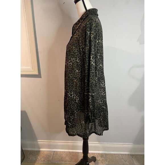 Style & Co Women's Leopard Print Tunic Button-Down Long Sleeve Shirt L - Picture 14 of 16